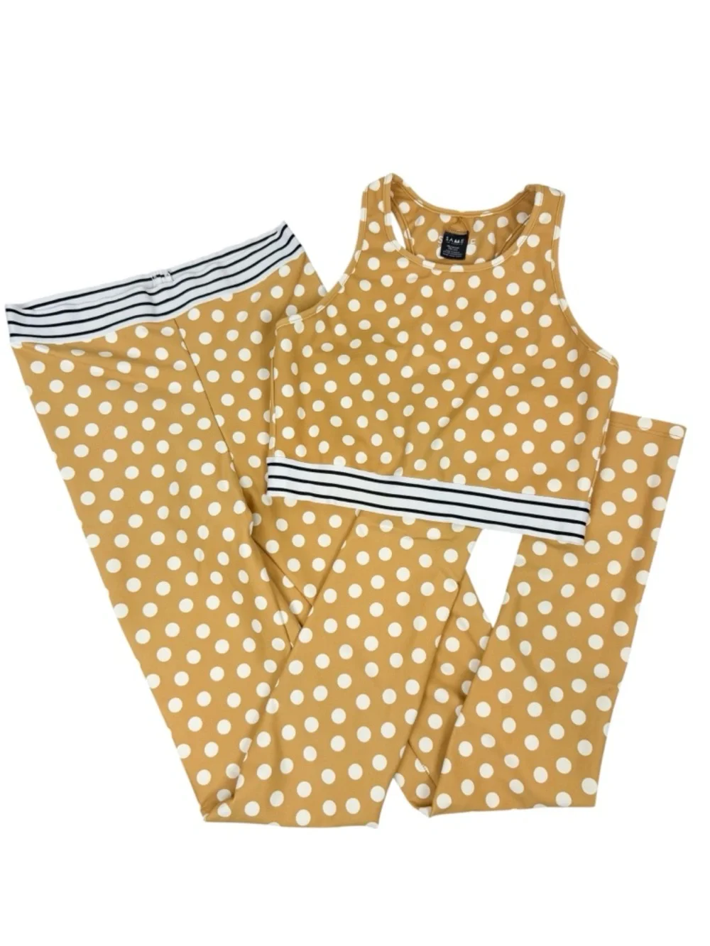 Same Los Angeles Sport Yellow Polka Dot Leggings Sports Bra Set Size Small/ Med